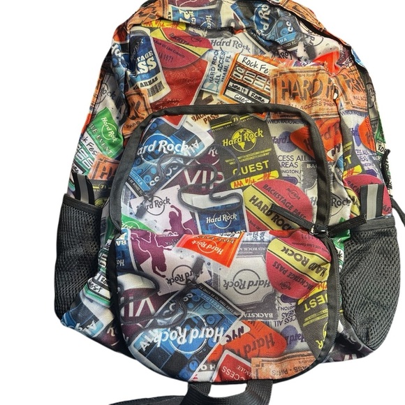 Hard Rock Cafe Colorful Graphic Backpack great for travel NWOT - Picture 2 of 12
